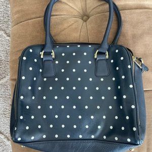 Navy Pokka Dot Purse